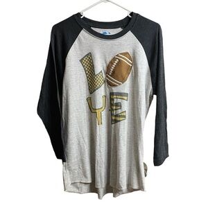 NWT Luckybird Clothing Co Football LOVE Graphic Tee Raglan Style Shirt Size M